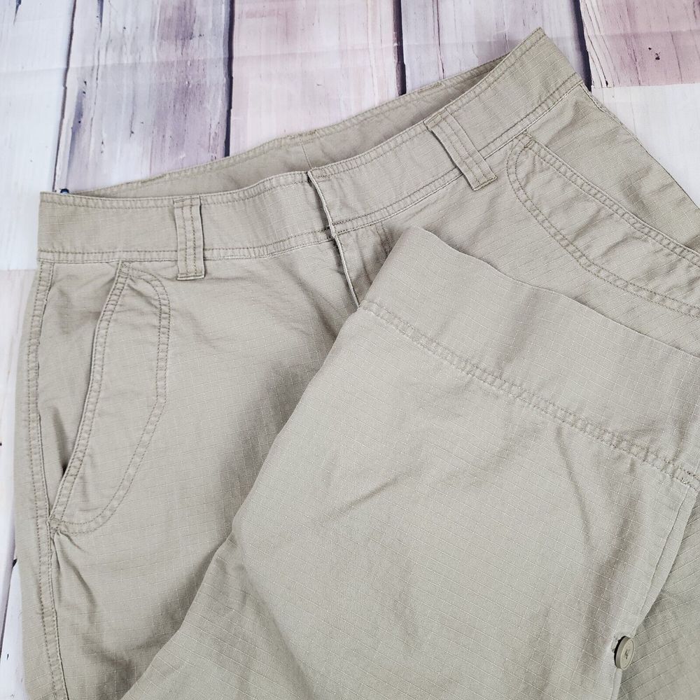 North Face Pants Womens 10 Regular Khaki Beige Canvas Crop Outdoor Wide Leg AU4Q